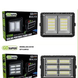 פרוז'קטור לד נטען 120W תאורת חירום נטען על ידי פנל סולארי